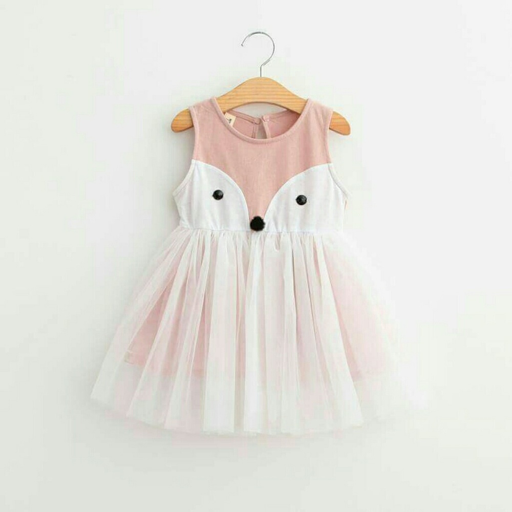♡HOST PICK♡ Girls Peach Pink Tulle Fox Face Dress